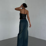 Side Slit Pale Blue Jean Skirt
