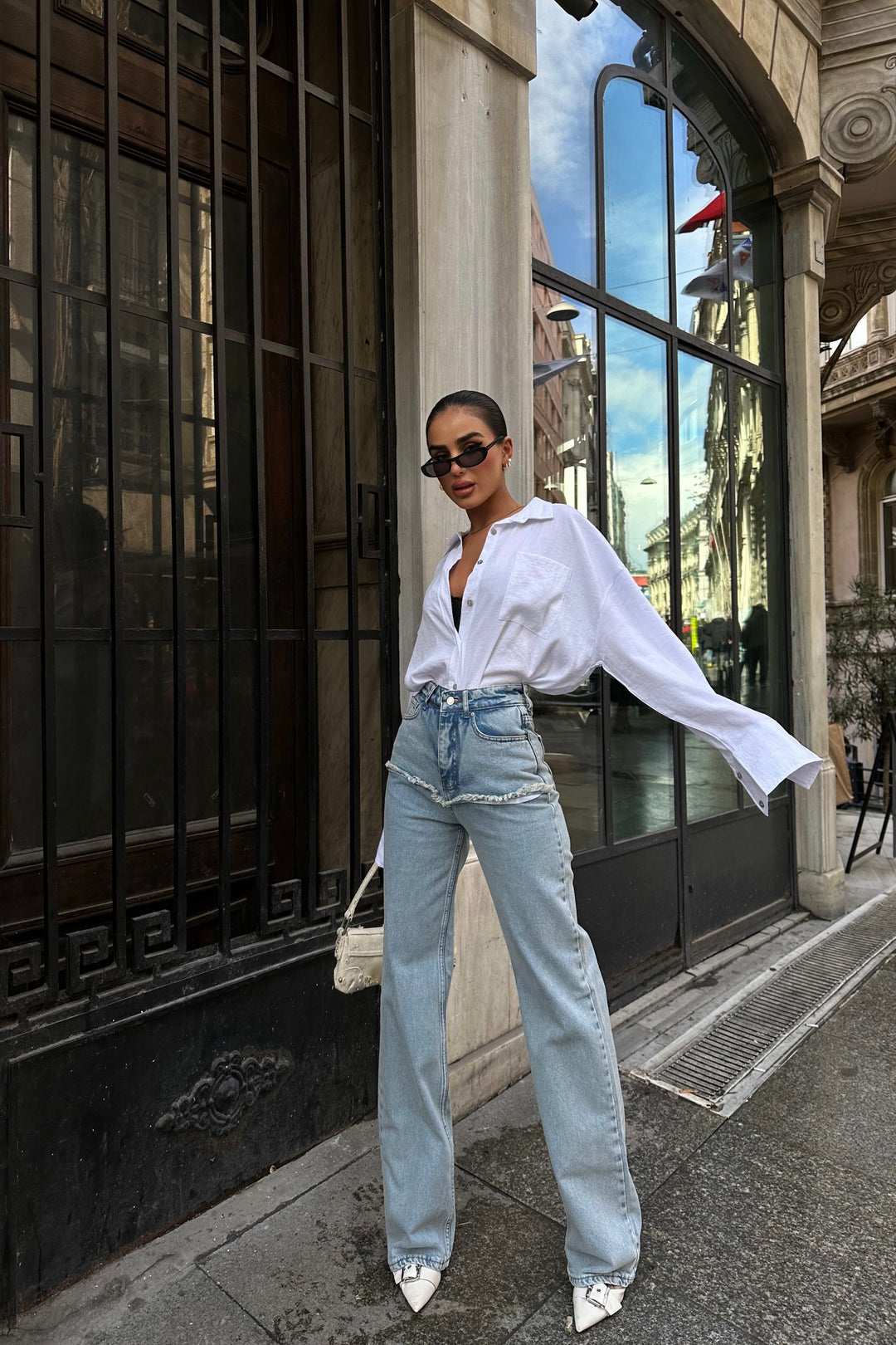 Tassel Front Light Blue Jeans
