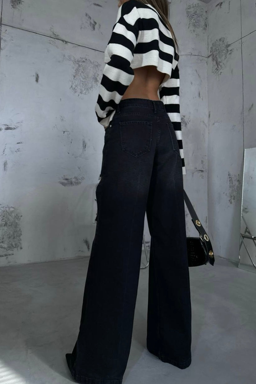 Patch Cut Flared Jeans