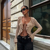 Ruffle Front Tie Cardigan