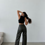Detachable Faux Leather Pants