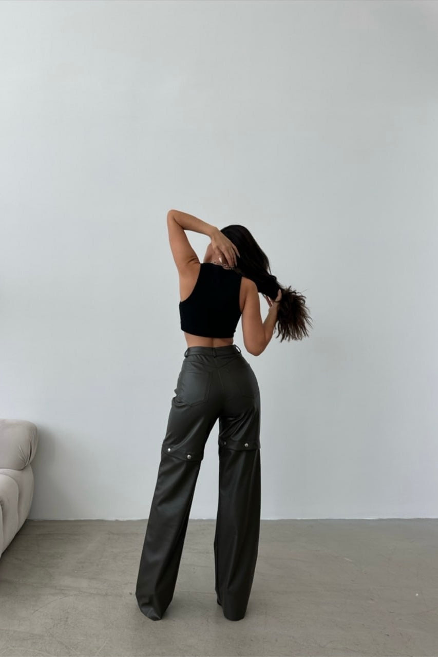 Detachable Faux Leather Pants