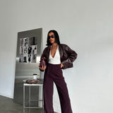 Plum Pleated Palazzo Pants
