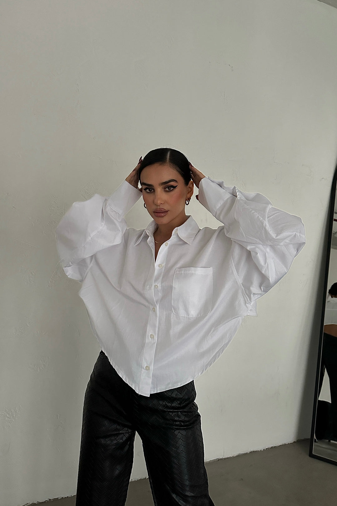 Poplin Cropped Back Detail Shirt