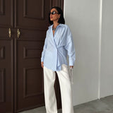 Crossed-Button Oversized Shirt