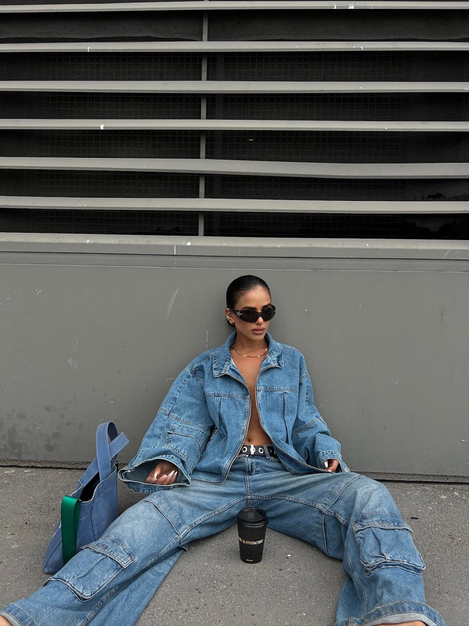 Cargo Zip Up Jean Jacket