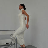 Ribbed Sleeveless Maxi Dress - Ivory