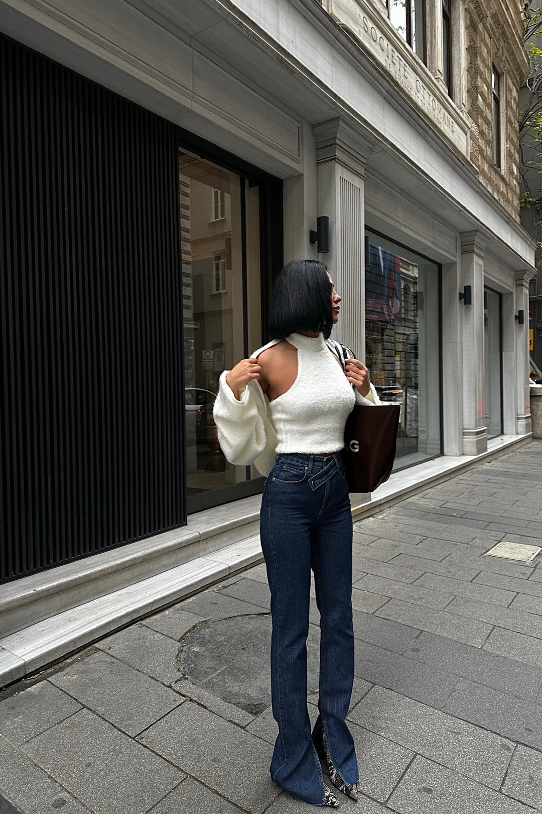 Cross Belt Jeans Navy