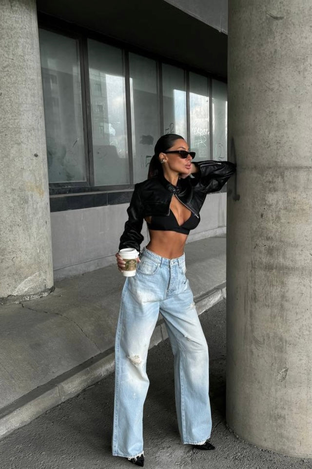 Distressed Wide Leg Jeans