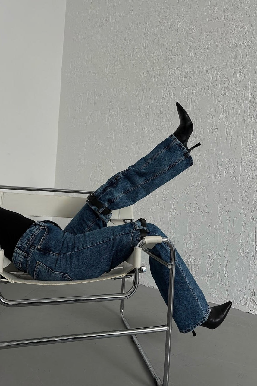 Attached Denim Leg Warmer Jeans