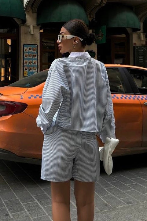 Stripped Shirt Set