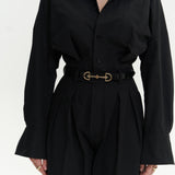 Button Detailed Utility Jumpsuit Black