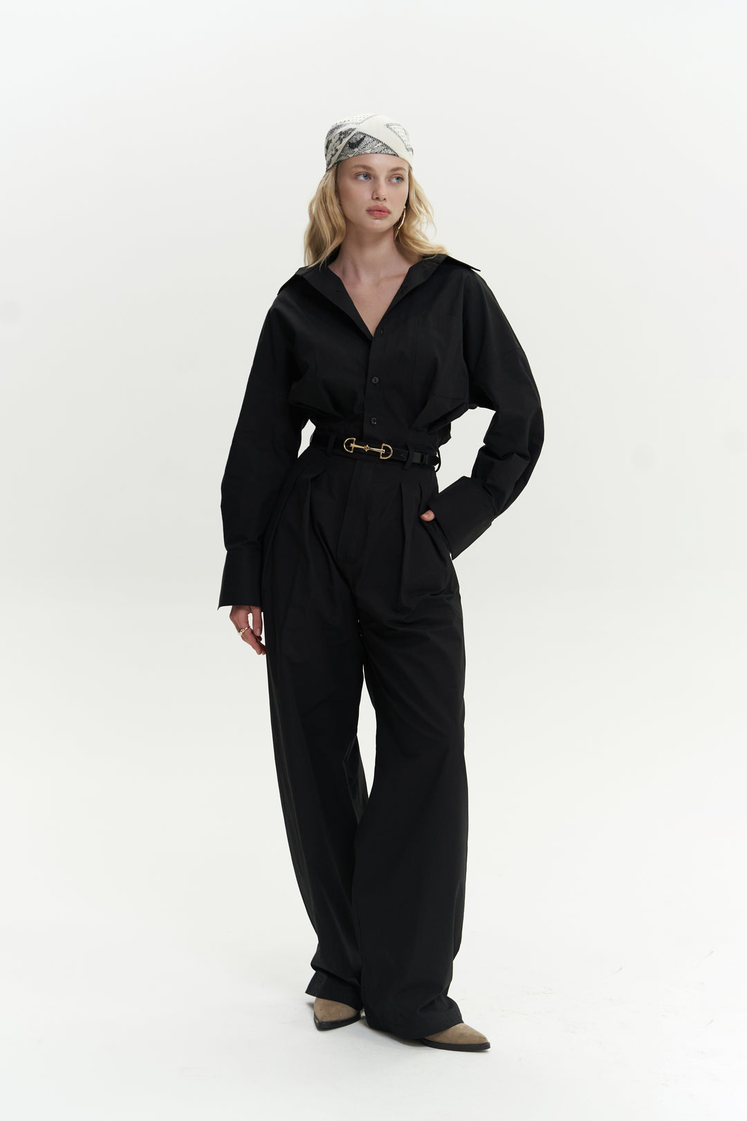 Button Detailed Utility Jumpsuit Black