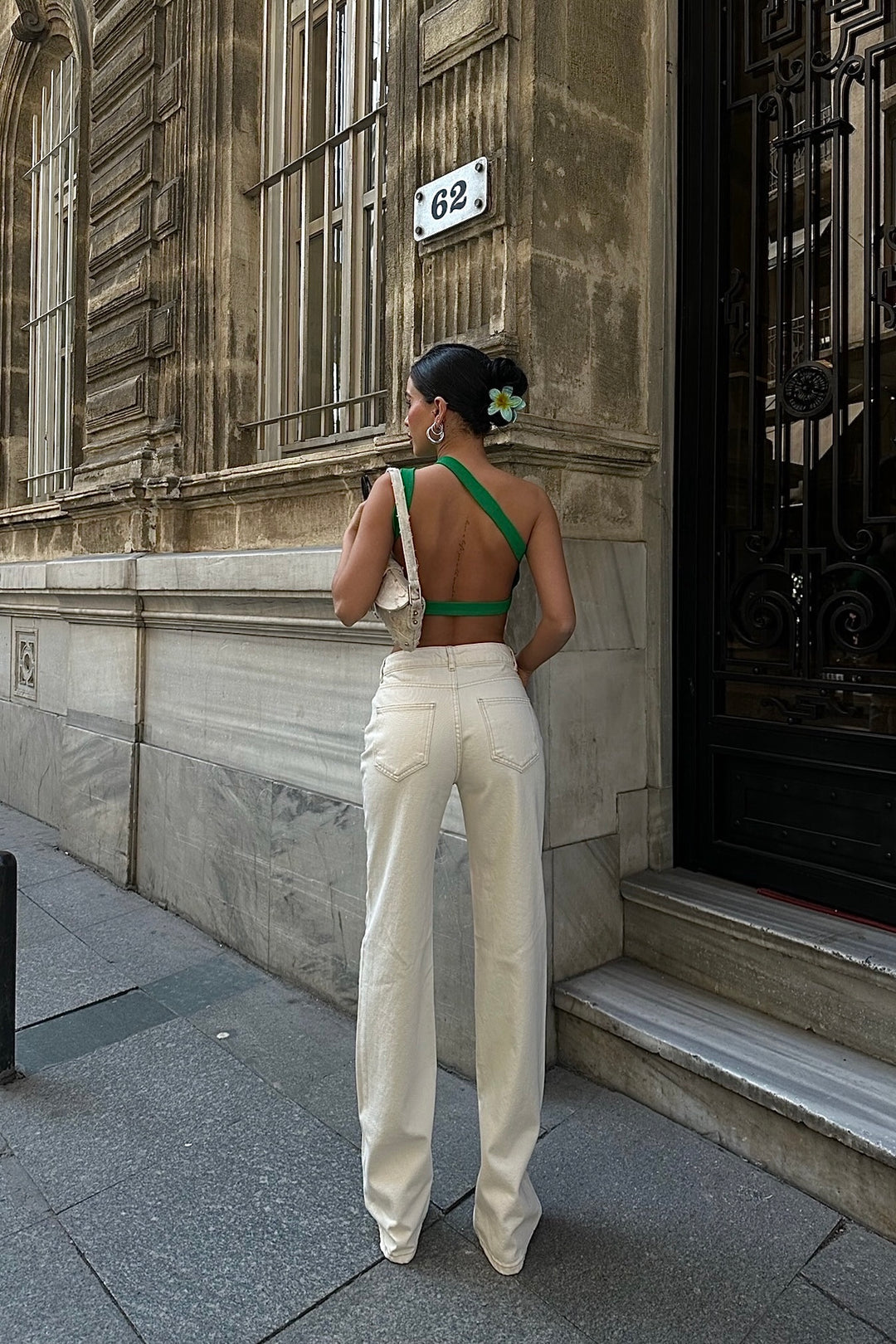 Cream Palazzo Straight Jeans