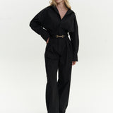 Button Detailed Utility Jumpsuit Black