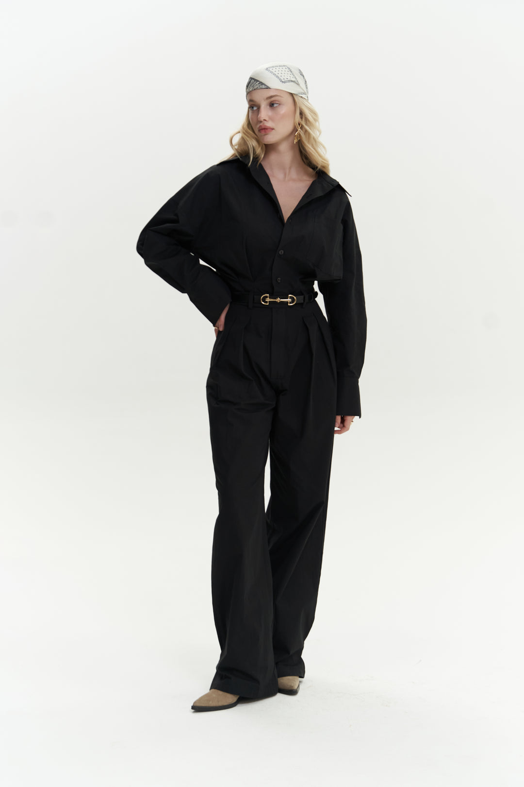 Button Detailed Utility Jumpsuit Black
