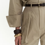 Button Detailed Utility Jumpsuit Beige