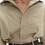 Button Detailed Utility Jumpsuit Beige