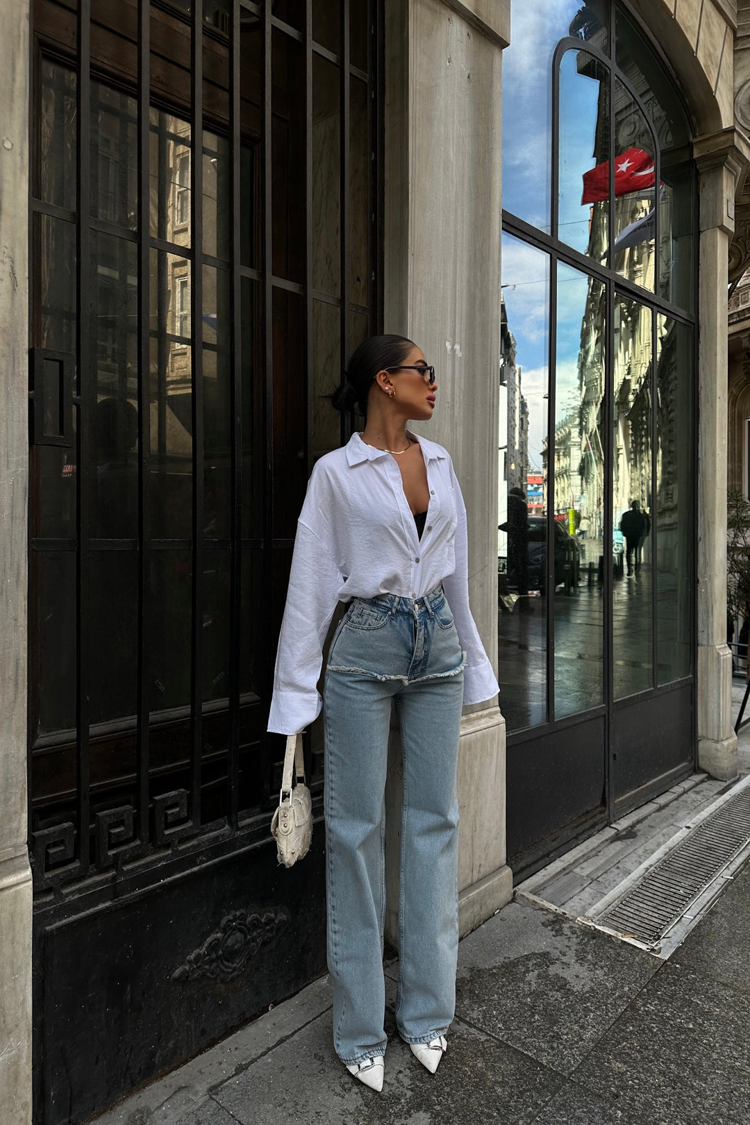 Tassel Front Light Blue Jeans
