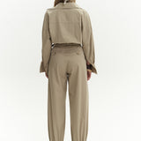Button Detailed Utility Jumpsuit Beige