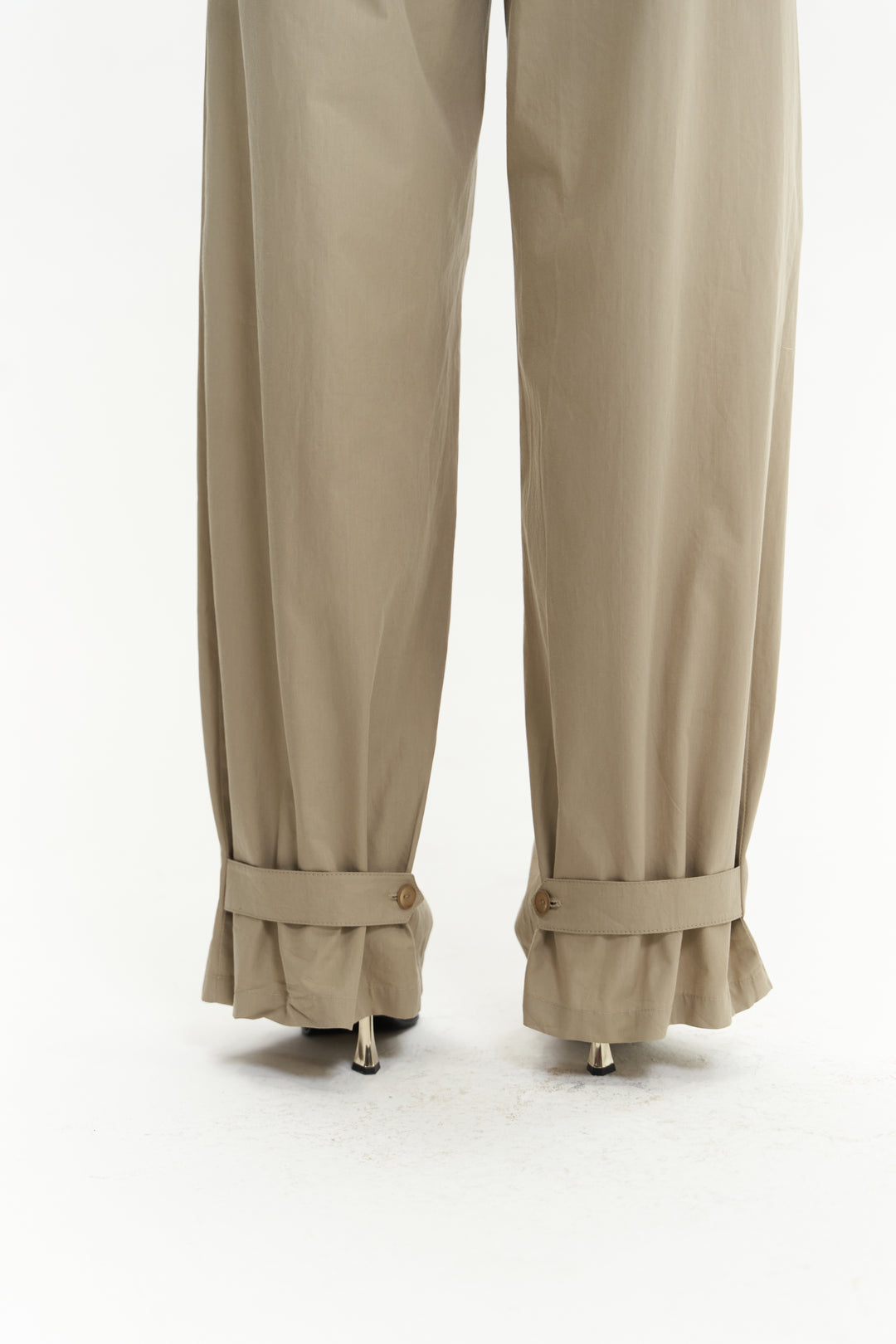 Button Detailed Utility Jumpsuit Beige