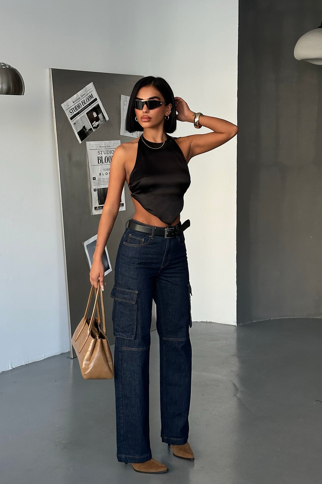 Dark Wash Cargo Jeans