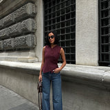 Raw Hem High-Waist Flared Jeans