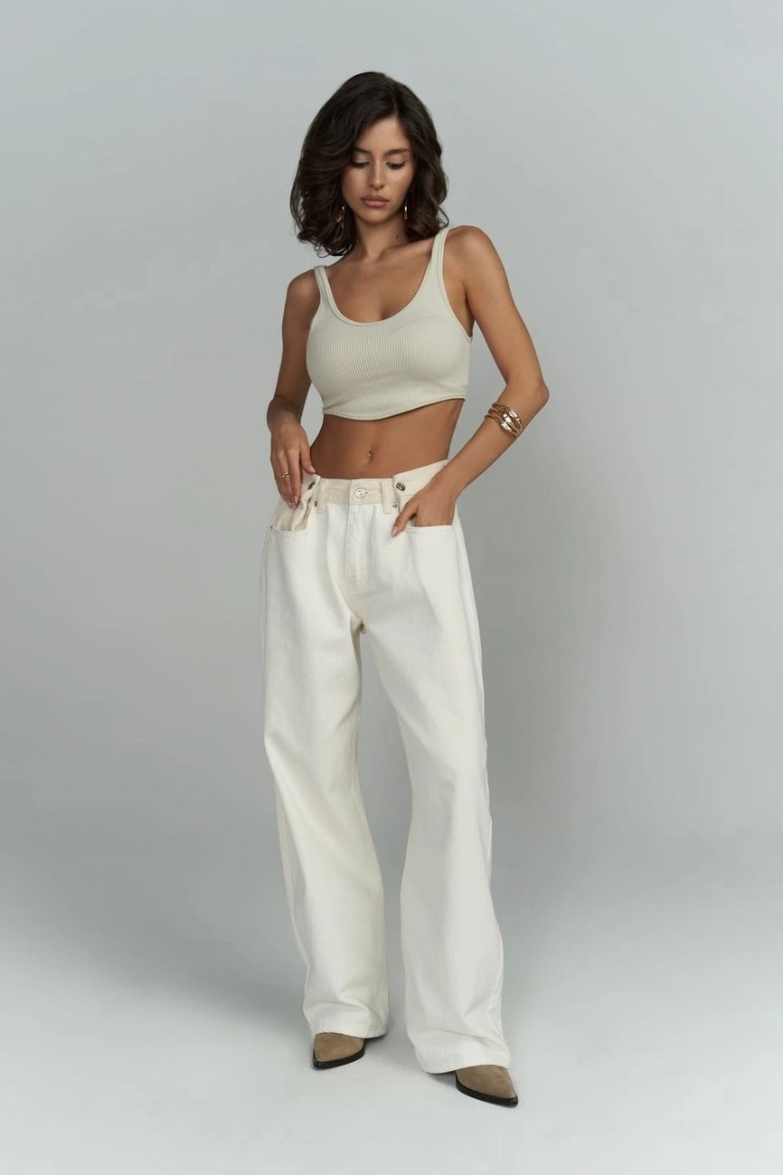 Tri-Fold Jeans Cream