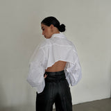 Poplin Cropped Back Detail Shirt