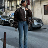 Flared Mid Rise Front Stitch Jeans
