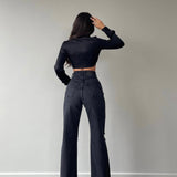 Metal Stones Flared Jeans
