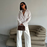 Crossed-Button Oversized Shirt