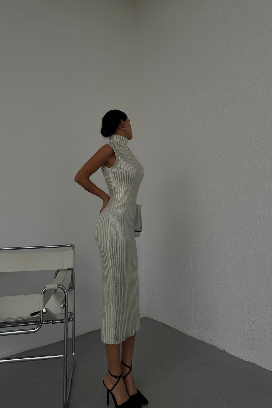 Ribbed Sleeveless Maxi Dress - Ivory