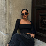 Basic Square Neck Ribbed Top