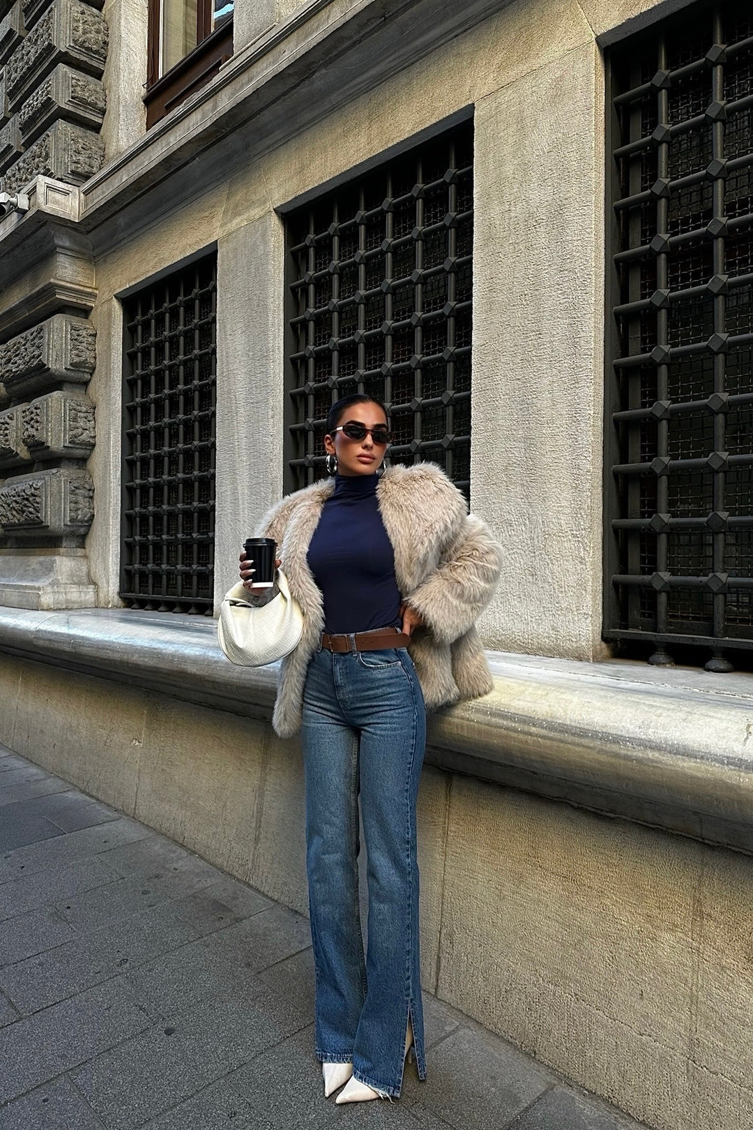 Slit Hem Blue Jeans
