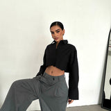 Cropped Shirt With Fake Pocket