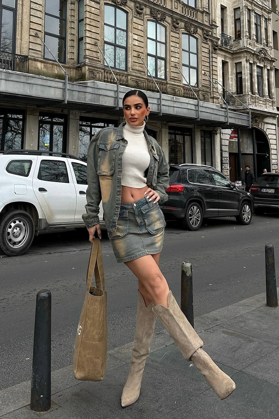 Cargo Mini Denim Skirt