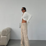Above Knee Zip Detail Parachute Cargo Pants