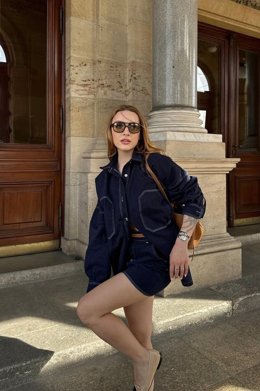 Navy Skirt Set