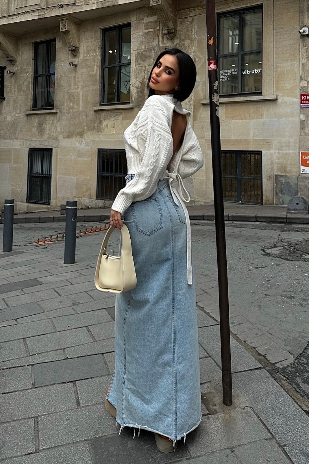 Open Back Tie Knitted Top