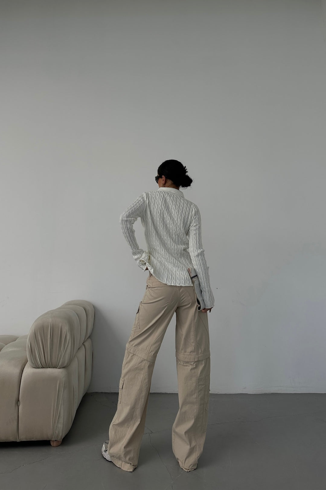 Above Knee Zip Detail Parachute Cargo Pants