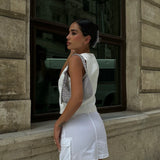 Cotton Cargo Mini White Skirt