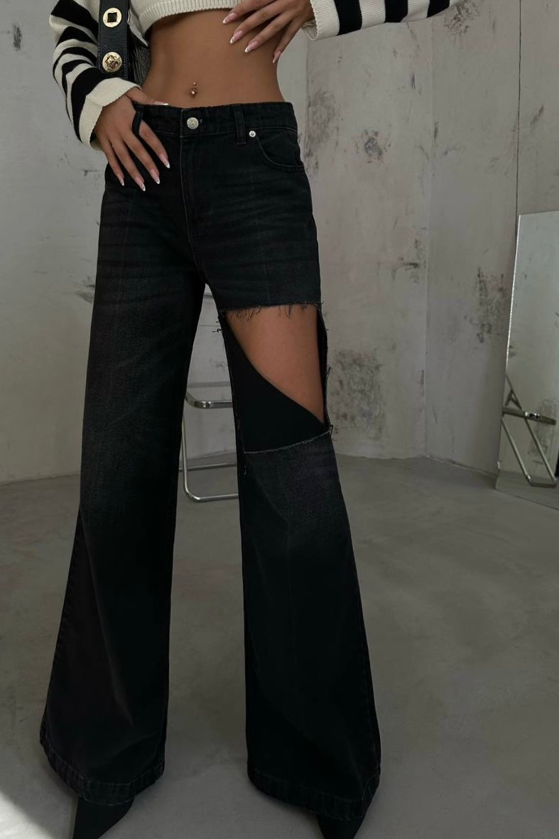 Patch Cut Flared Jeans