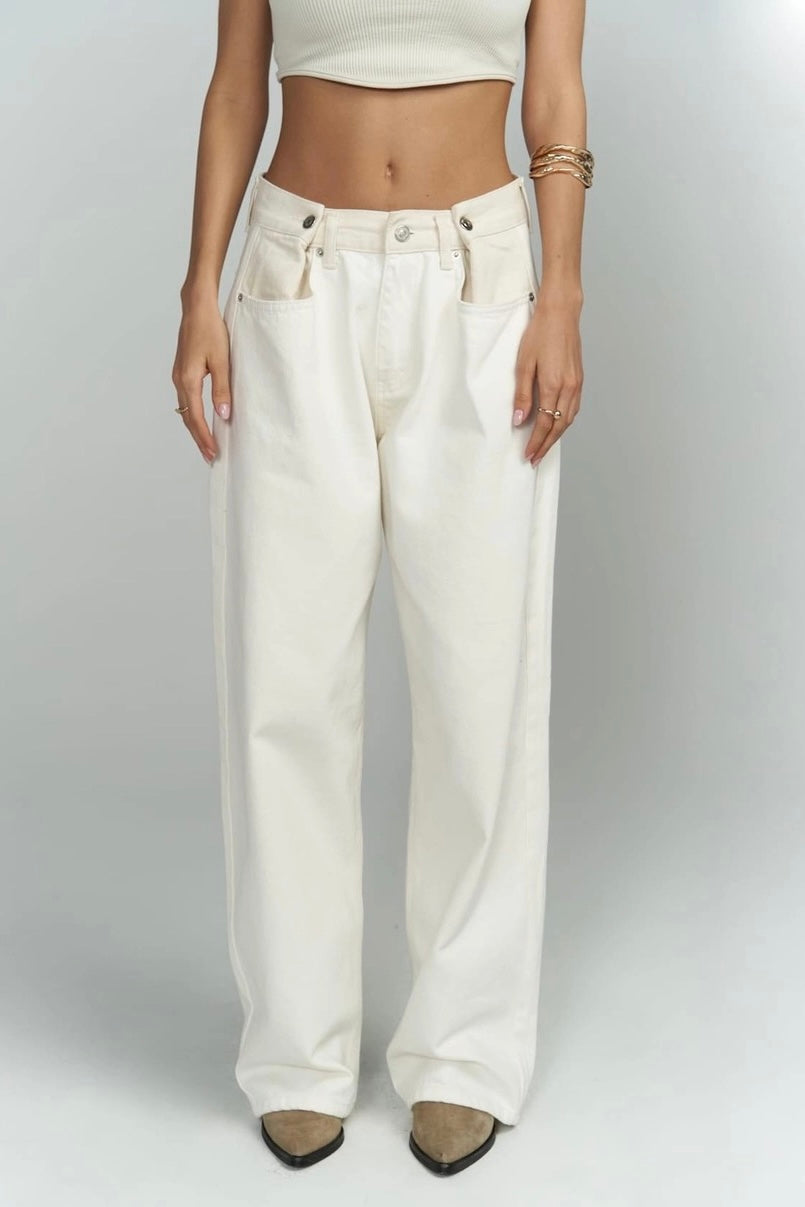 Tri-Fold Jeans Cream