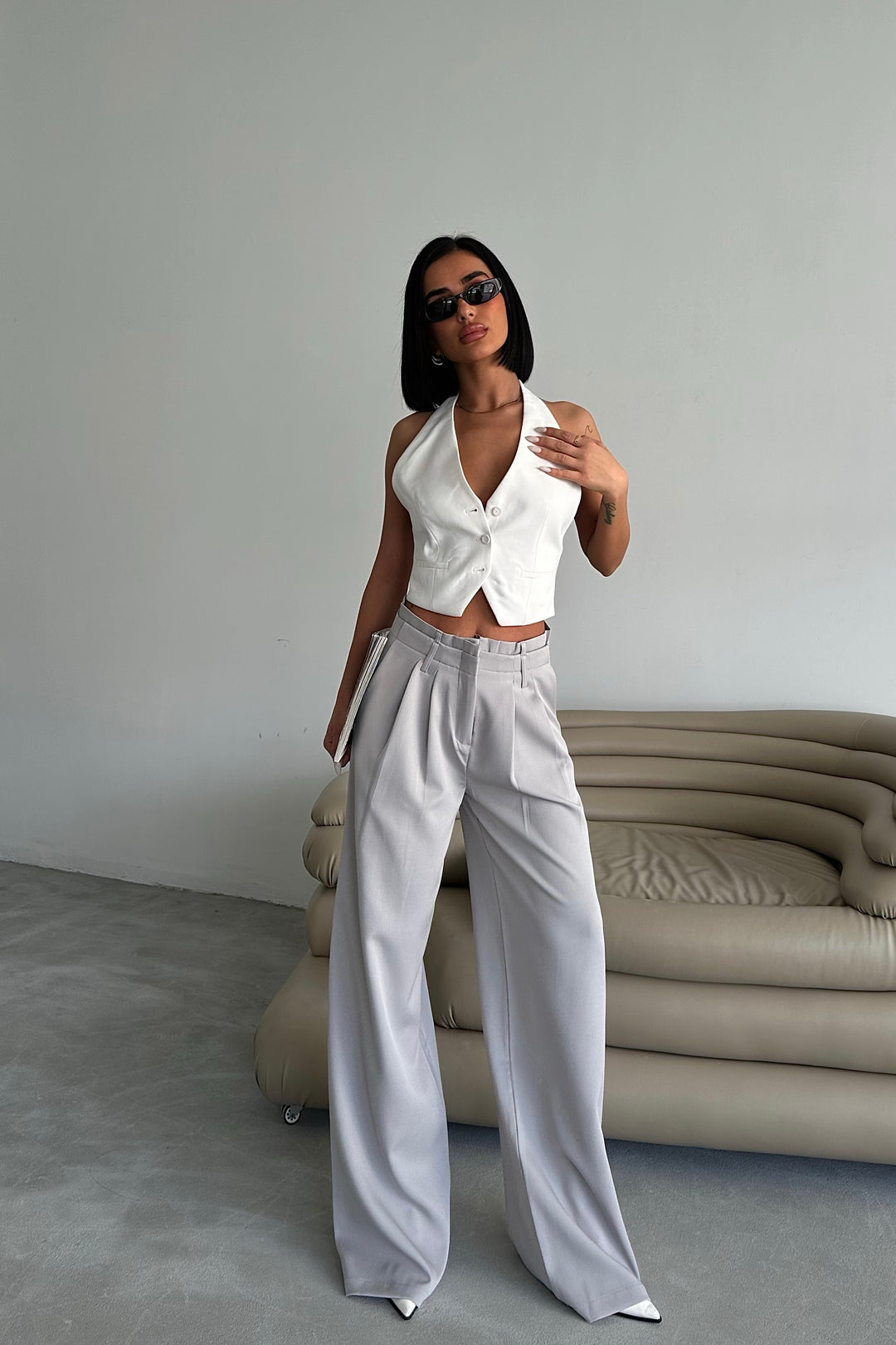Double Waist Pleated Trousers