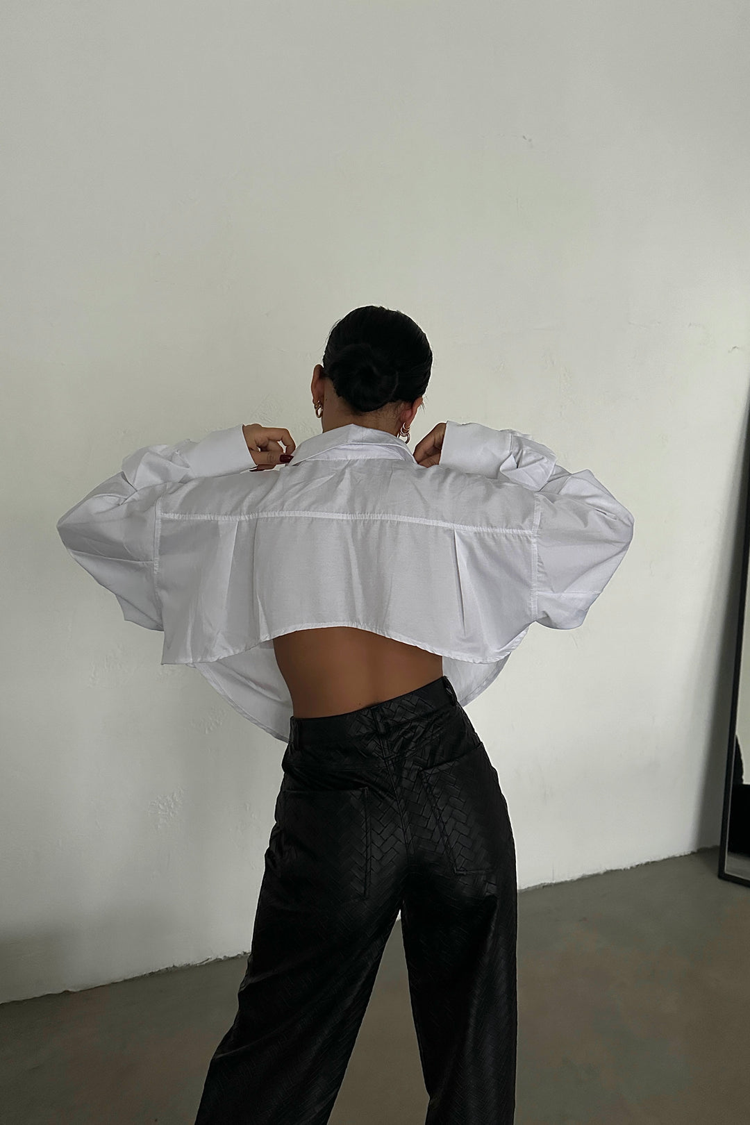 Poplin Cropped Back Detail Shirt