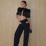 Hip Cutout Straight Leg Jean