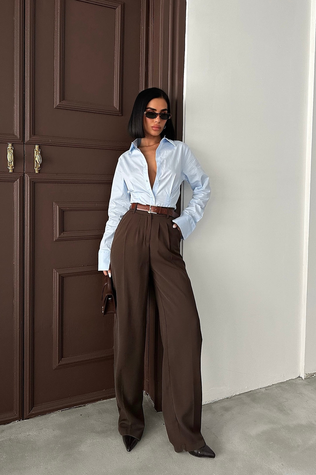 Flowy Pleated Brown Pants