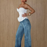 Shadow Hem Wide Leg Jean Blue