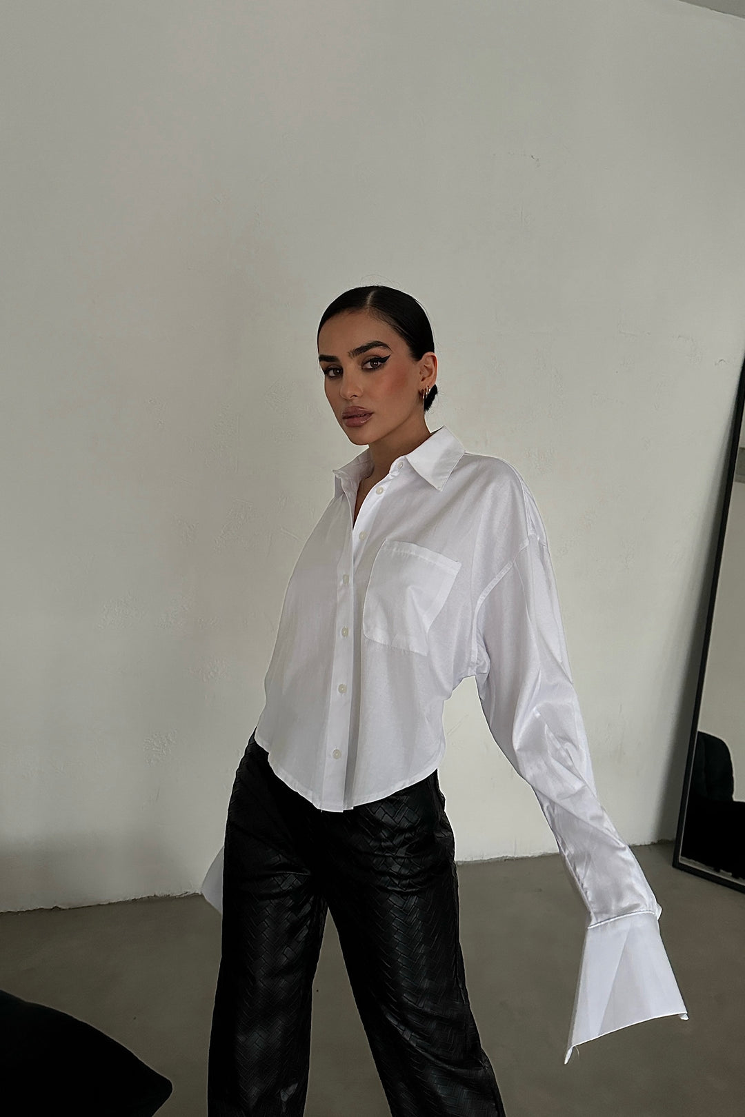 Poplin Cropped Back Detail Shirt